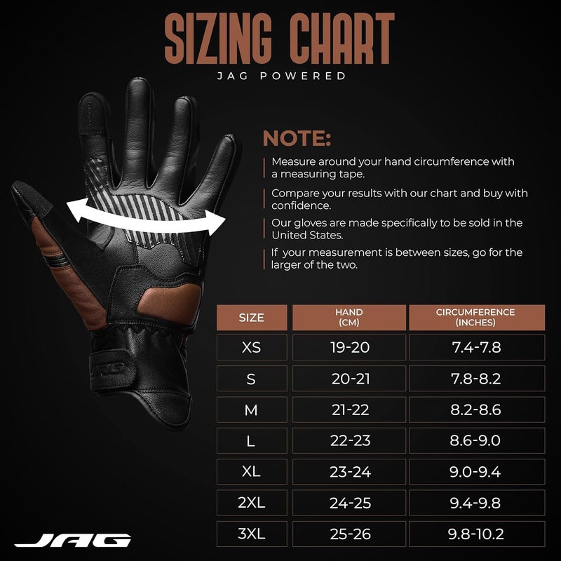 JAG J.A.G. Motorcycle Gloves - Premium Leather Perforated Motorcycle Gloves for Men with Knuckle Protection | Touchscreen Motorbike Riding Gloves - Image 4